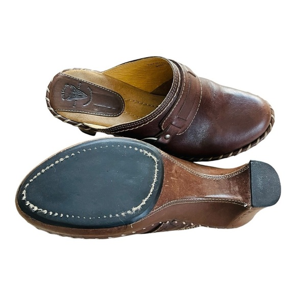 FRYE Charlotte Vintage Leather Whipstitch Mule Clogs | Size 6 - Picture 15 of 15